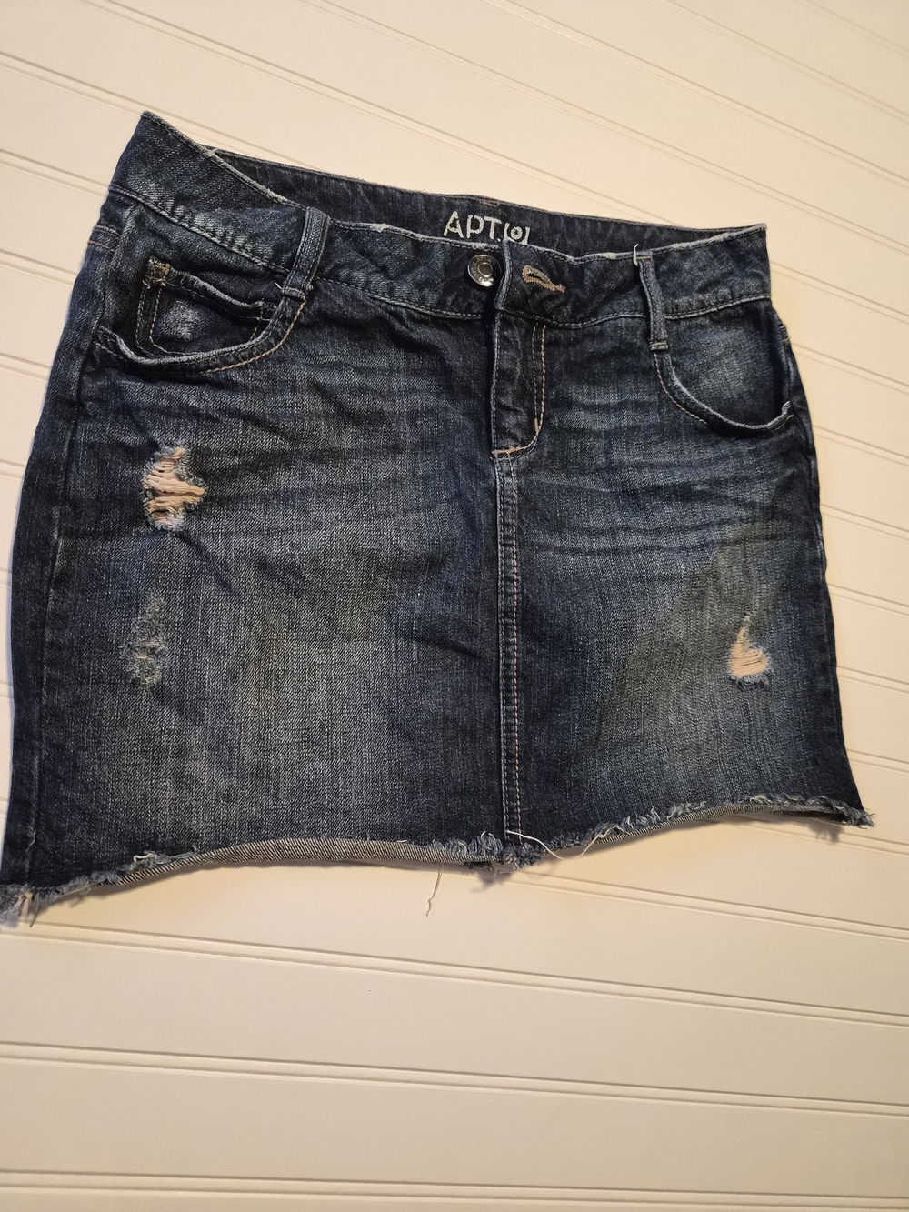 Apt. 9 Dark Blue Distressed Denim Mini Skirt